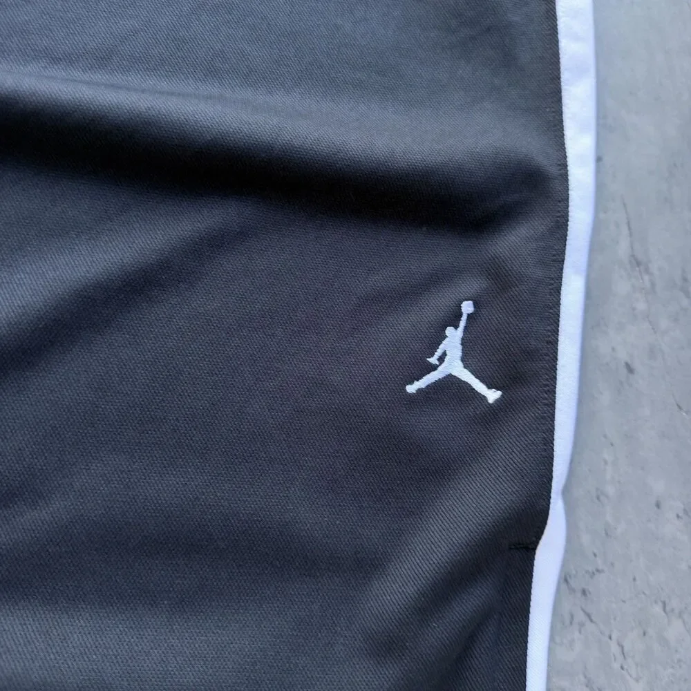 Jordan Dri-FIT Track Pants Men’s Medium Black White Wide Leg Basketball Zip Hem